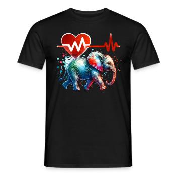 Zwergelefant EKG - Männer T-Shirt - Schwarz - Vorne - AI Model Male 178 light (178cm)