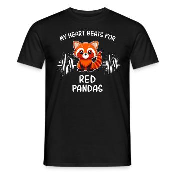 Red Panda Heart Line - Men's T-Shirt - black - Front - AI Model Male 178 light (178cm)