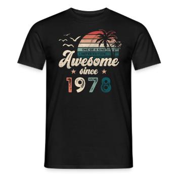 Birthday 1978 Palm Trees - Men's T-Shirt - black - Front - AI Model Male 178 light (178cm)