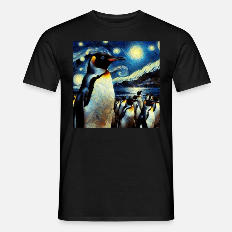 Galapagos Pinguin Starry Night - Männer T-Shirt - Schwarz