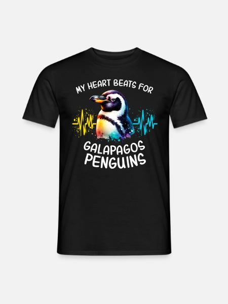 Galapagos Pinguin Herzlinie - Männer T-Shirt - Schwarz