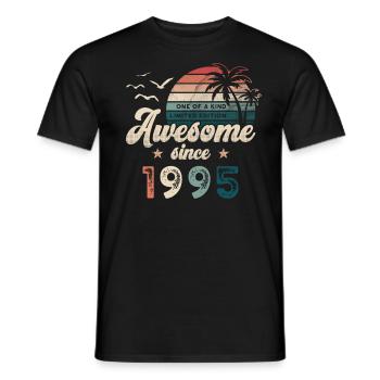 Anniversaire 1995 Palmiers - T-shirt homme - noir - Devant - AI Model Male 178 light (178cm)