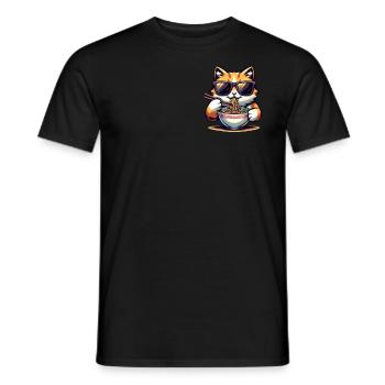 Cat Ramen Pocket - Men's T-Shirt - black - Front - AI Model Male 178 light (178cm)