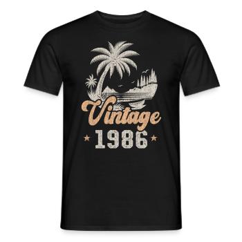 Anniversaire 1986 Palmiers - T-shirt homme - noir - Devant - AI Model Male 178 light (178cm)