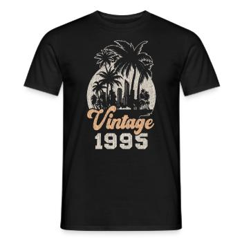 Vintage 1995 Birthday Palm Trees - Men's T-Shirt - black - Front - AI Model Male 178 light (178cm)