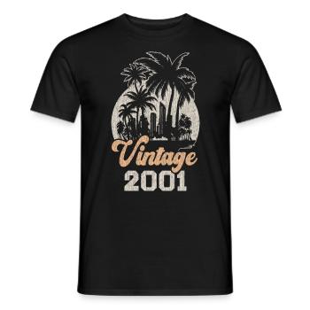 Millésime 2001 Anniversaire Palmiers - T-shirt homme - noir - Devant - AI Model Male 178 light (178cm)