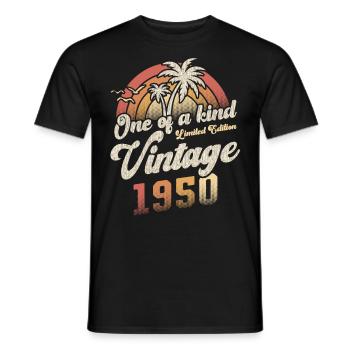 Vintage, années 1950, Anniversaire, Palmiers - T-shirt homme - noir - Devant - AI Model Male 178 light (178cm)