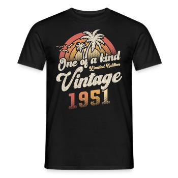 Millésime 1951 Anniversaire Palmiers - T-shirt homme - noir - Devant - AI Model Male 178 light (178cm)