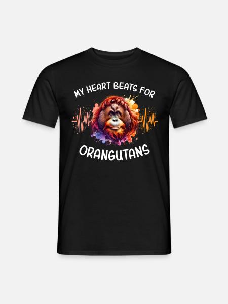 Orangutan Heartline - Men's T-Shirt - black