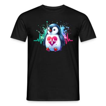 Penguin ECG - Men's T-Shirt - black - Front - AI Model Male 178 light (178cm)
