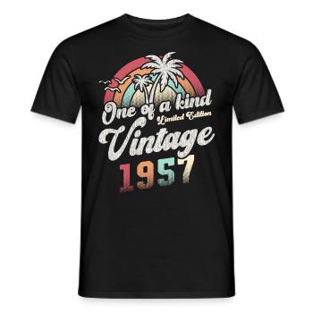Millésime 1957 Anniversaire Palmiers - T-shirt homme - noir - Devant - AI Model Male 178 light (178cm)