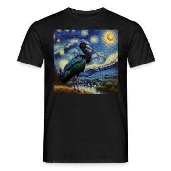 Northern Bald Ibis Starry Night - Men's T-Shirt - black - Front - AI Model Male 178 light (178cm)