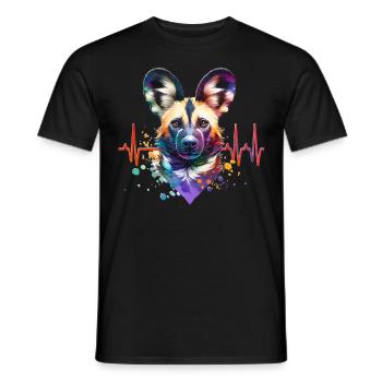 African Wild Dog ECG - Men's T-Shirt - black - Front - AI Model Male 178 light (178cm)