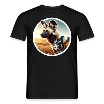 Afrikanischer Wildhund - Männer T-Shirt - Schwarz - Vorne - AI Model Male 178 light (178cm)