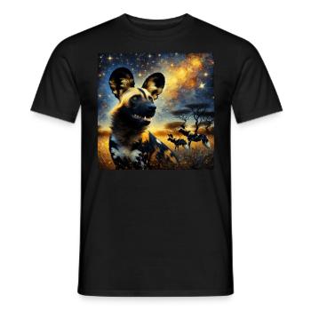 Chien sauvage africain Nuit étoilée - T-shirt homme - noir - Devant - AI Model Male 178 light (178cm)