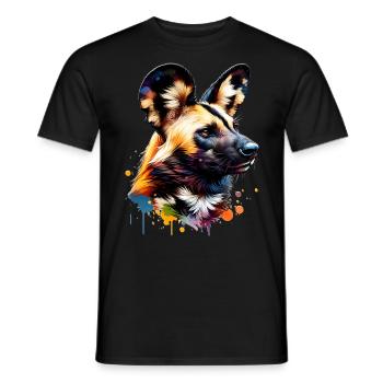 aAfrican wild dog - Men's T-Shirt - black - Front - AI Model Male 178 light (178cm)
