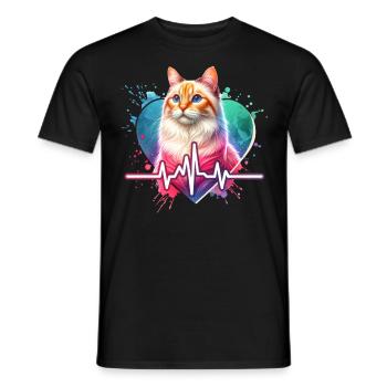 ECG de chat andin - T-shirt homme - noir - Devant - AI Model Male 178 light (178cm)
