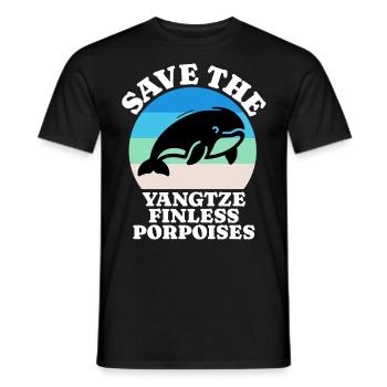 Yangtze River Smooth Dolphin - Men's T-Shirt - black - Front - AI Model Male 178 light (178cm)