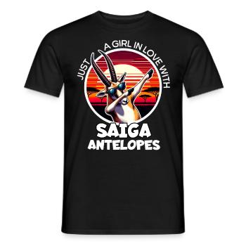 Mädchen Liebt Saiga Antilope - Männer T-Shirt - Schwarz - Vorne - AI Model Male 178 light (178cm)