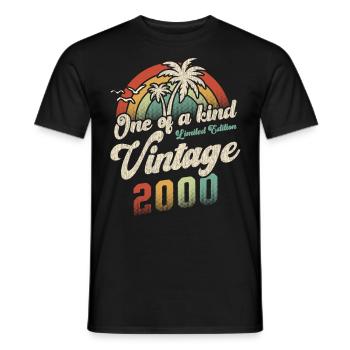 Millésime 2000 Anniversaire Palmiers - T-shirt homme - noir - Devant - AI Model Male 178 light (178cm)