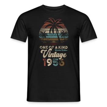 Millésime 1956 Anniversaire Palmiers - T-shirt homme - noir - Devant - AI Model Male 178 light (178cm)