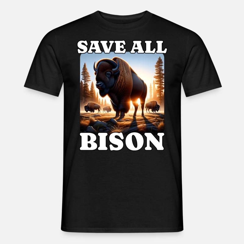 Save Bison Präriebison - Männer T-Shirt - Schwarz