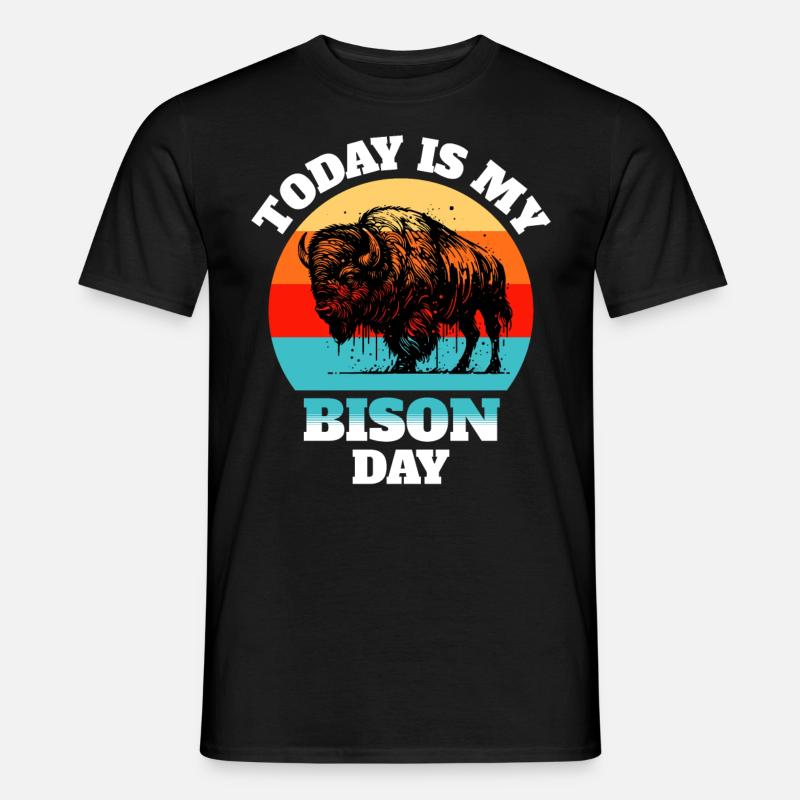 Büffel Bison - Männer T-Shirt - Schwarz