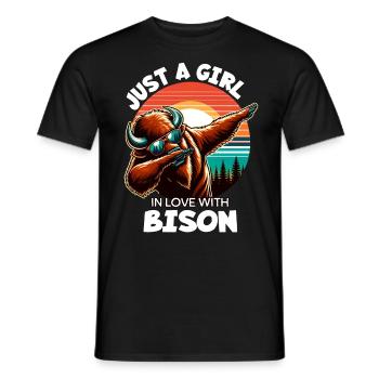 Une fille aime le bison - T-shirt homme - noir - Devant - AI Model Male 178 light (178cm)