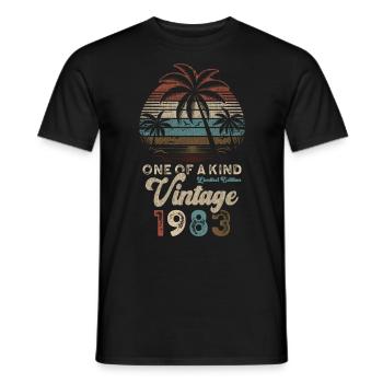 Millésime 1983 Anniversaire Palmiers - T-shirt homme - noir - Devant - AI Model Male 178 light (178cm)