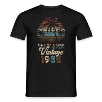 Millésime 1985 Anniversaire Palmiers - T-shirt homme - noir - Devant - AI Model Male 178 light (178cm)
