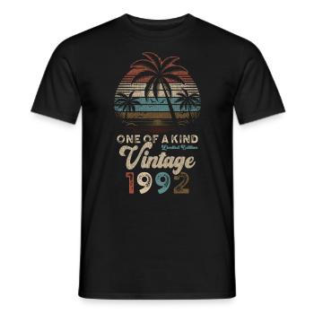 Millésime 1992 Anniversaire Palmiers - T-shirt homme - noir - Devant - AI Model Male 178 light (178cm)