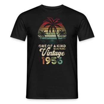 Millésime 1956 Anniversaire Palmiers - T-shirt homme - noir - Devant - AI Model Male 178 light (178cm)