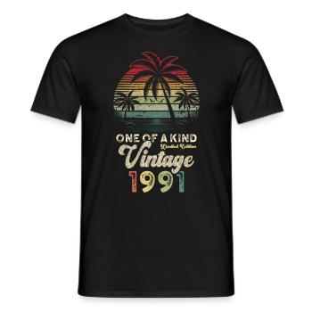 Millésime 1991 Anniversaire Palmiers - T-shirt homme - noir - Devant - AI Model Male 178 light (178cm)