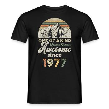 1977 Anniversaire Berge - T-shirt homme - noir - Devant - AI Model Male 178 light (178cm)