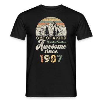 1987 Birthday Berge - Men's T-Shirt - black - Front - AI Model Male 178 light (178cm)
