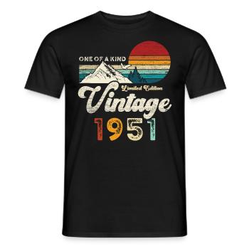 Millésime 1951 Anniversaire Montagnes - T-shirt homme - noir - Devant - AI Model Male 178 light (178cm)