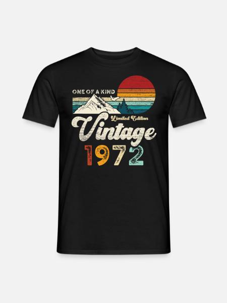 Vintage 1972 Geburtstag Berge - Männer T-Shirt - Schwarz