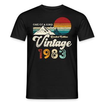 Millésime 1983 Anniversaire Montagnes - T-shirt homme - noir - Devant - AI Model Male 178 light (178cm)
