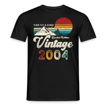 Millésime 2004 Anniversaire Montagnes - T-shirt homme - noir - Devant - AI Model Male 178 light (178cm)