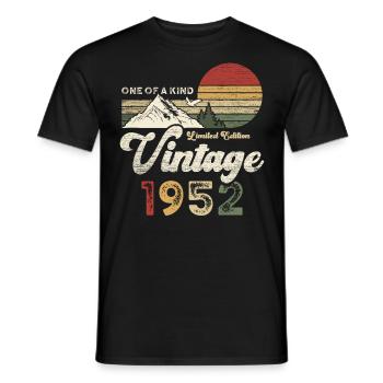 Millésime 1952 Anniversaire Montagnes - T-shirt homme - noir - Devant - AI Model Male 178 light (178cm)