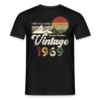 Vintage 1969 Birthday Mountains - Men's T-Shirt - black - Front - AI Model Male 178 light (178cm)
