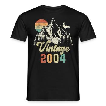 Vintage 2004 Birthday Mountains Eagle - Men's T-Shirt - black - Front - AI Model Male 178 light (178cm)