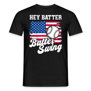 Baseball Sports Baseball Player Pitcher Catcher USA - Men's T-Shirt - black - Front - AI Model Male 178 light (178cm)
