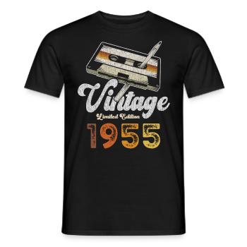 Vintage 1955 Geburtstag Kassette Bleistift - Männer T-Shirt - Schwarz - Vorne - AI Model Male 178 light (178cm)