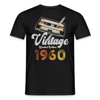 Vintage 1960's Birthday Cassette Pencil - Men's T-Shirt - black - Front - AI Model Male 178 light (178cm)