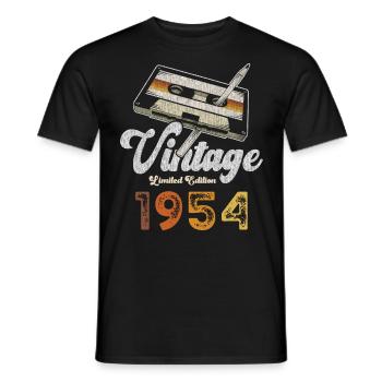 Vintage 1954 Anniversaire Cassette Crayon - T-shirt homme - noir - Devant - AI Model Male 178 light (178cm)