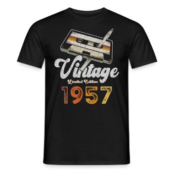 Vintage 1957 Geburtstag Kassette Bleistift - Männer T-Shirt - Schwarz - Vorne - AI Model Male 178 light (178cm)
