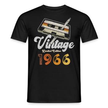 Vintage 1966 Geburtstag Kassette Bleistift - Männer T-Shirt - Schwarz - Vorne - AI Model Male 178 light (178cm)