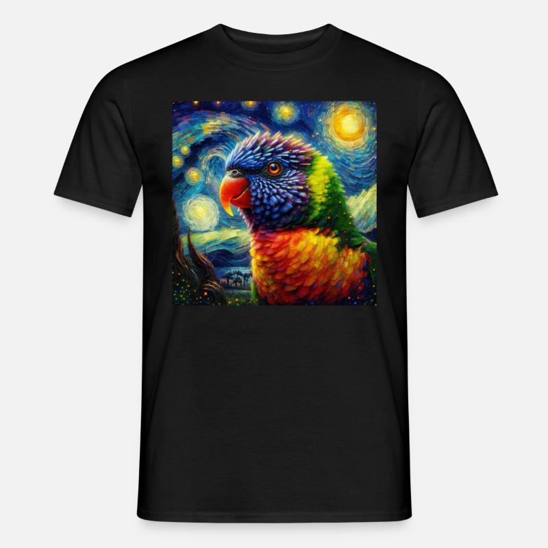 Regenbogenlori Starry Night - Männer T-Shirt - Schwarz
