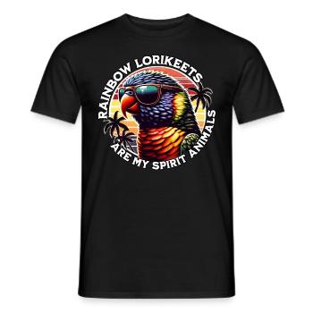 Funny rainbow lorikeet sayings - Men's T-Shirt - black - Front - AI Model Male 178 light (178cm)